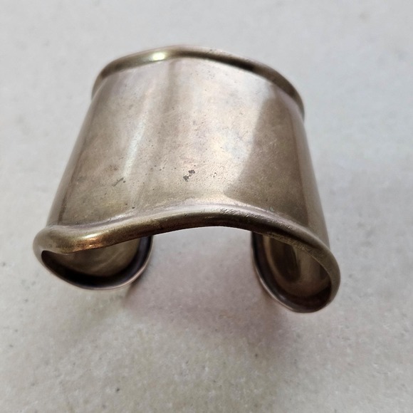 Vintage Brass Wide Cuff Bone Bracelet Bangle Modernist Brutalist